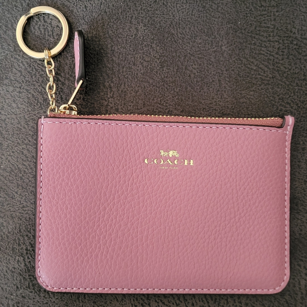Coach Pink Leather Keychain Wallet NWOT